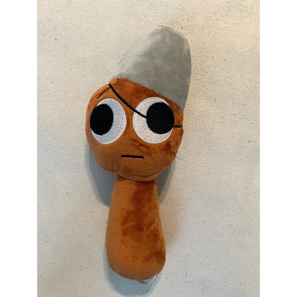Sprunki Brud Plush Incredibox Mod Stuffed Toy Brown Grey Hat Eye Patch 8 Inch